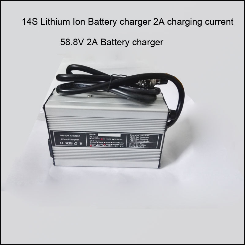 2A Ebike Lithium Battery Charger For 48V LiFePO4 Battery in Plastic Case 