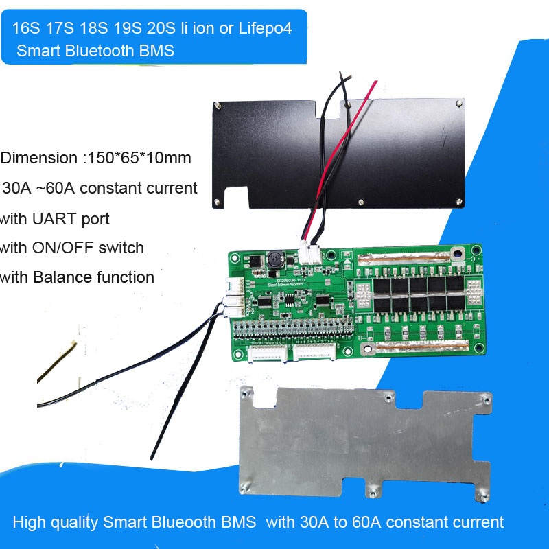 16s 48v LiFePo 4 Li-Ion 30a-150a Battery Protection BMS Board mit Waage BT Module