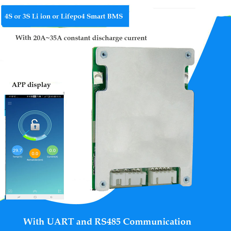 16S Li-ion Lipo LiFePo4 LFP RS485 UART Smart Battery BMS Board W/ APP Sofeware