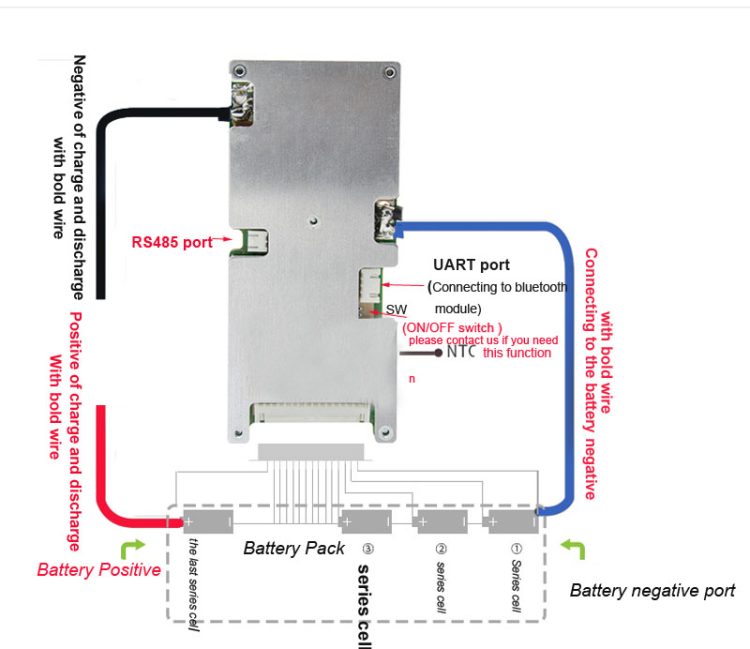 12S 13S 14S 15S 36V 48V 58.8V smart Bluetooth BMS with 20A to 60A