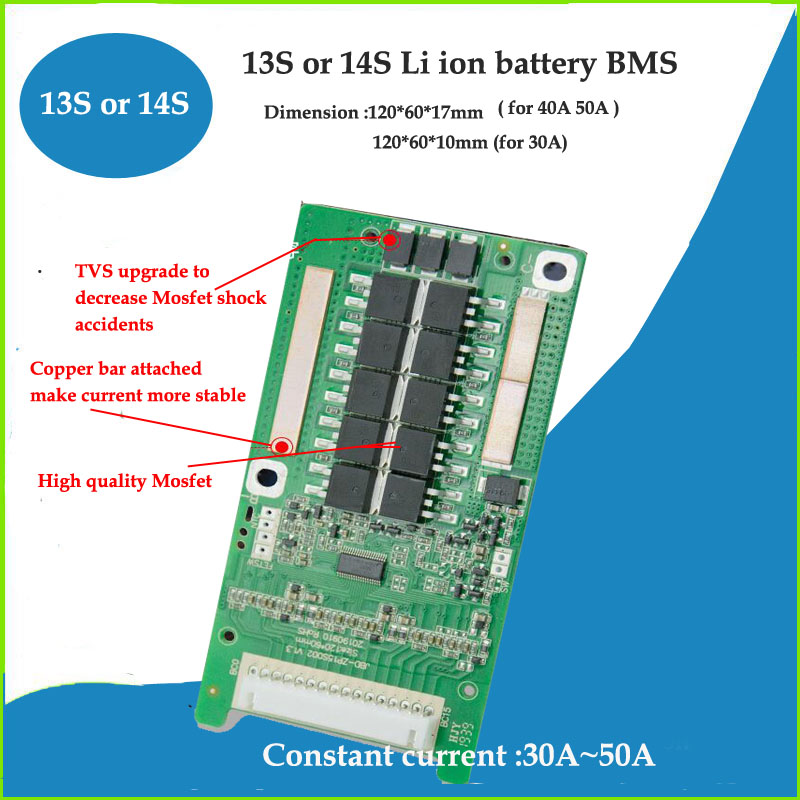 14 S 48 V 40 A BMS Li-Ion Cell batterie rjxzs équilibré E-Bike UK Vendeur UK Stock