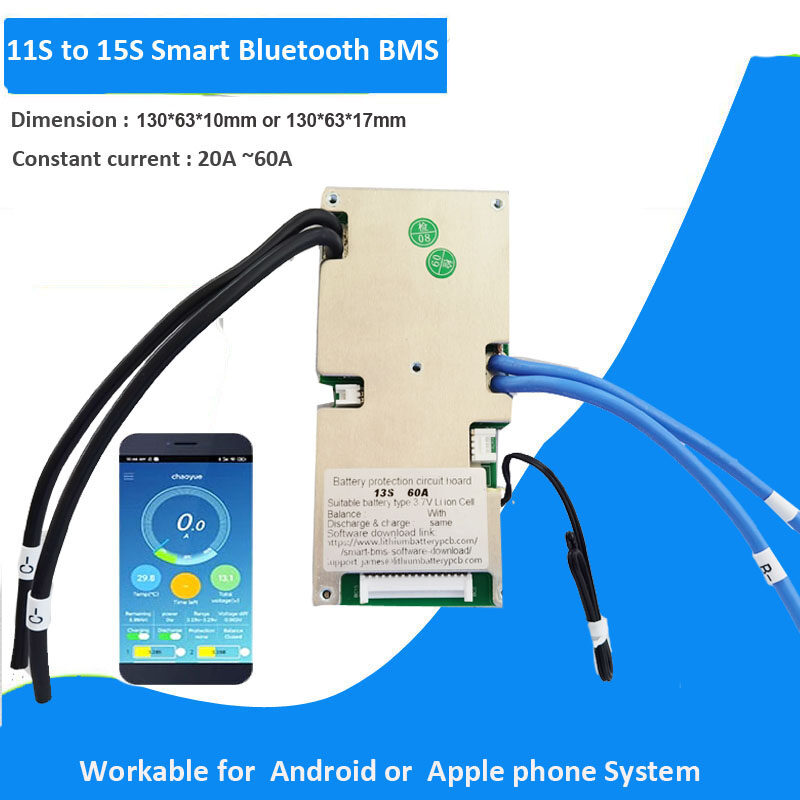 14S Li ion 20A with Bluetooth 14S Smart Bluetooth BMS for 58.8V Electric Bike or Other Electric Vehicle with 20A 30A 40A 60A Current 