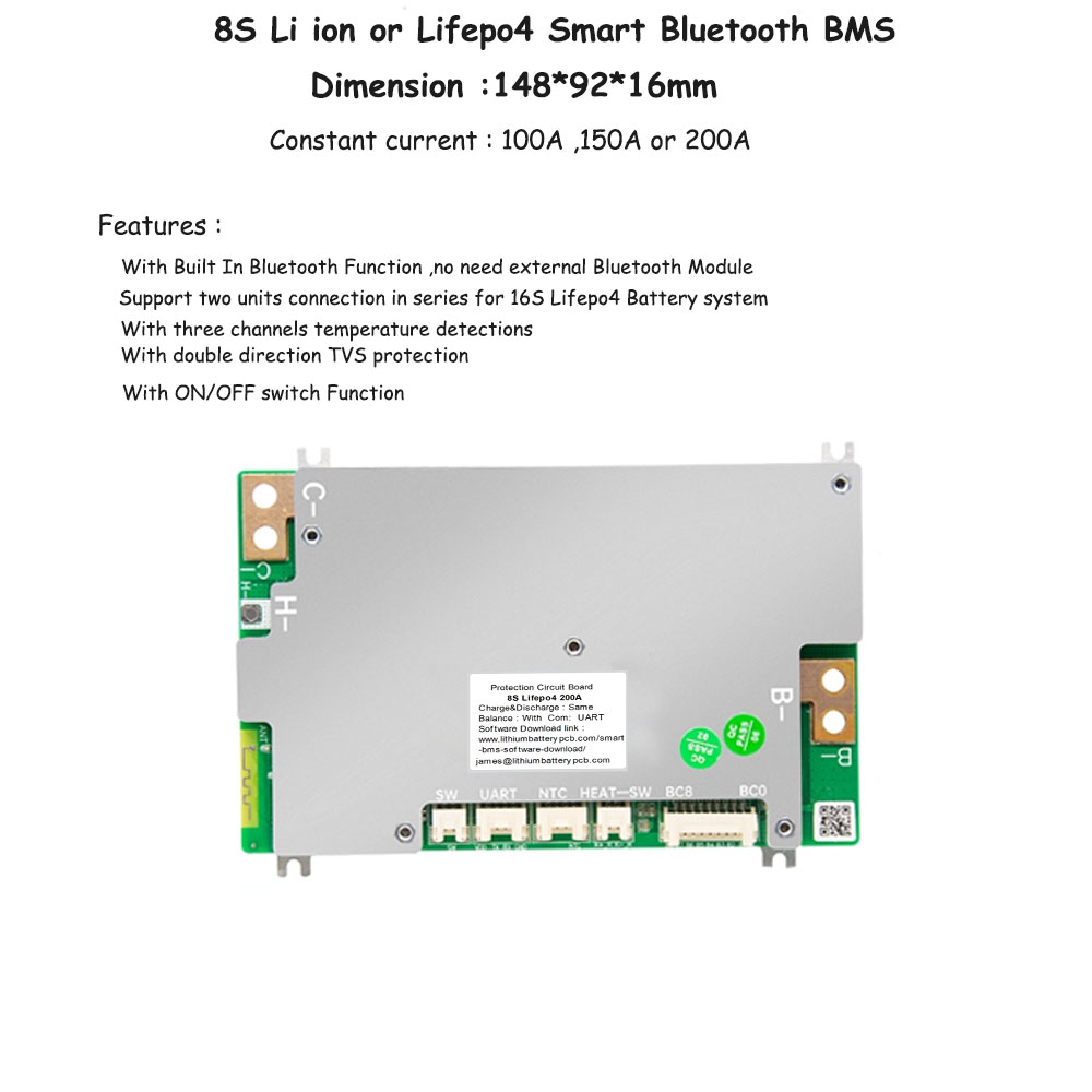 8S Lifepo4 Smart Bluetooth BMS